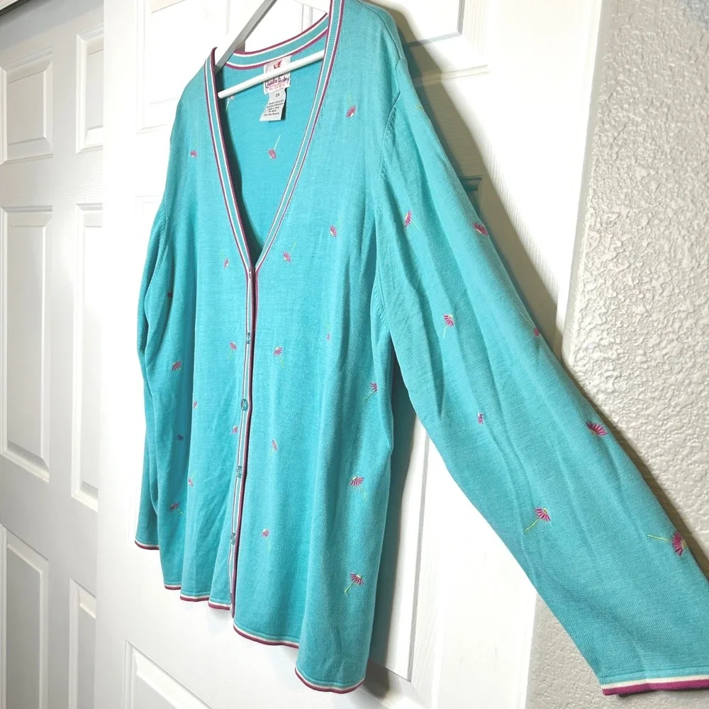 Quacker Factory Vintage Embroidered Sweater Tank Cardigan‎ Set 2X Silk Cotton - Picture 3 of 9